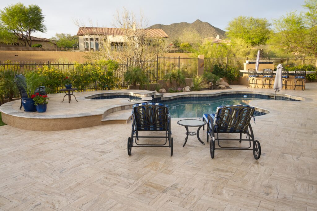 travertine pool deck